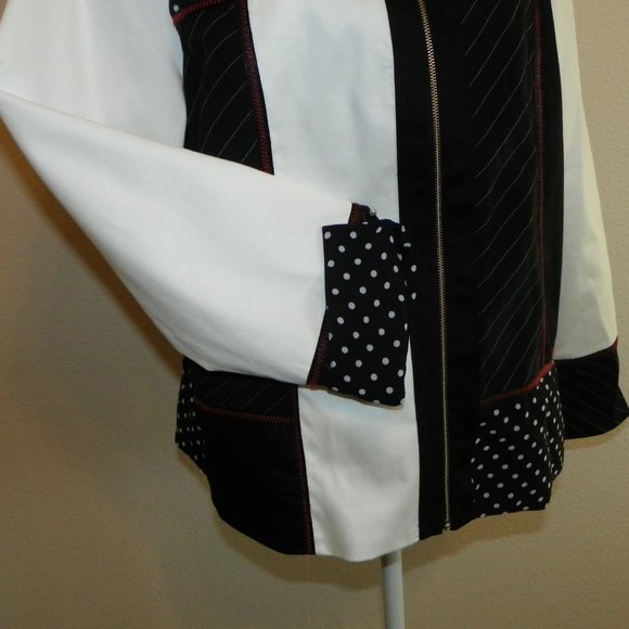 Light Lined Jacket Black White Women Lg - Picture 6 of 16